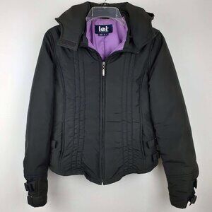 Lei winter ski and snow jacket w/removable hood. Size S. Black. Quilted, puffer